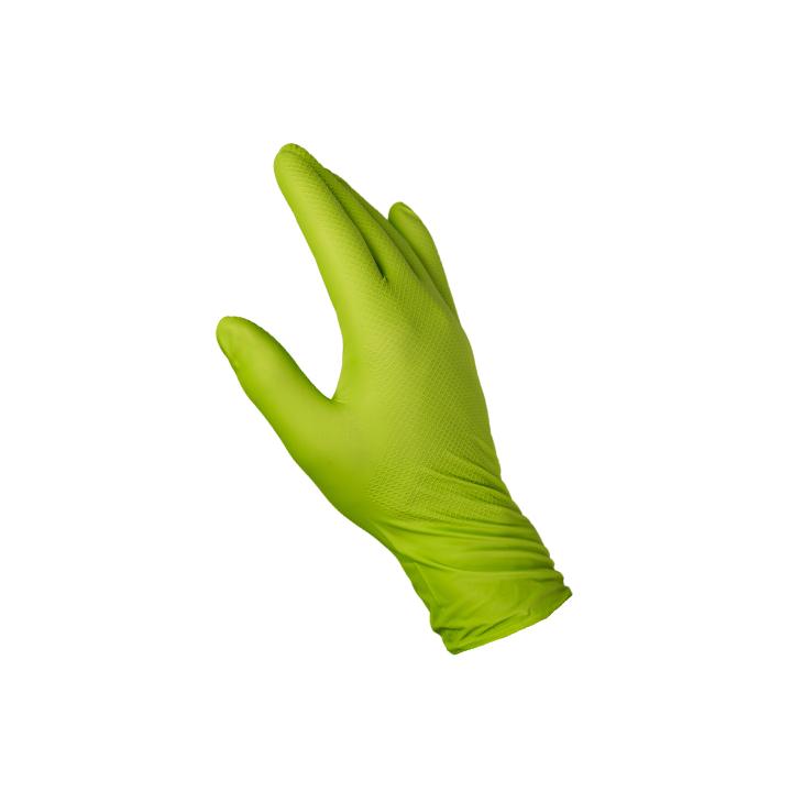 GLG - Gants jetables nitril super grip vert lime - 50p.